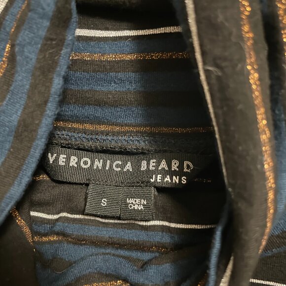 Veronica Beard Audrey Metallic Stripe Turtleneck Sweater Black Multi - Picture 7 of 7